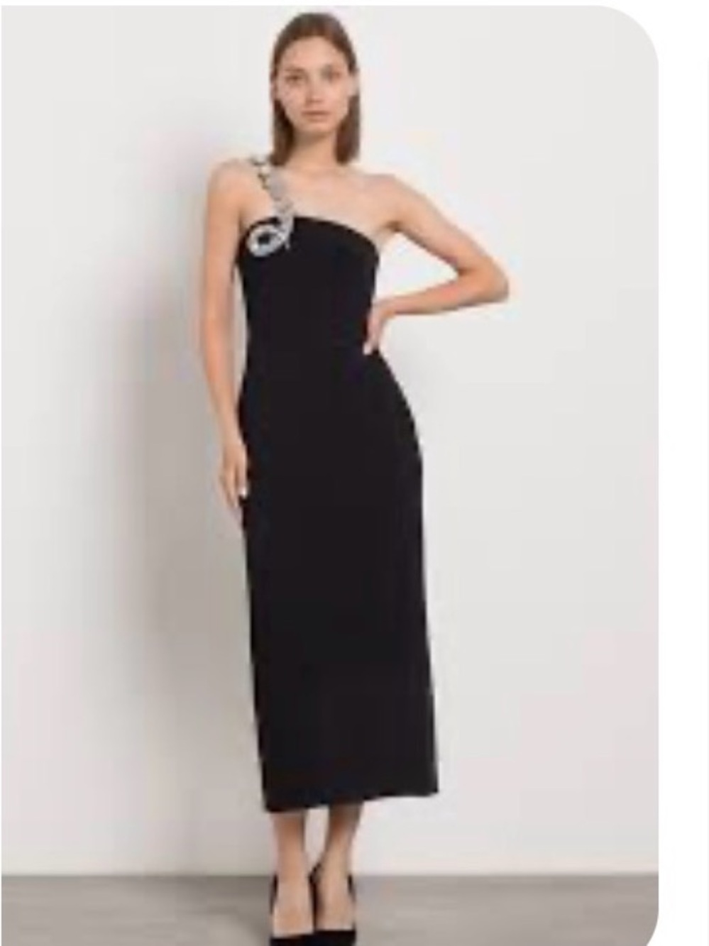 David Koma Black Dress with Decorative Shoulder Accent